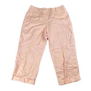 Larry Levine Petite Linen Cropped Pants Women’s 12P (30x23) Coral Pink Boho